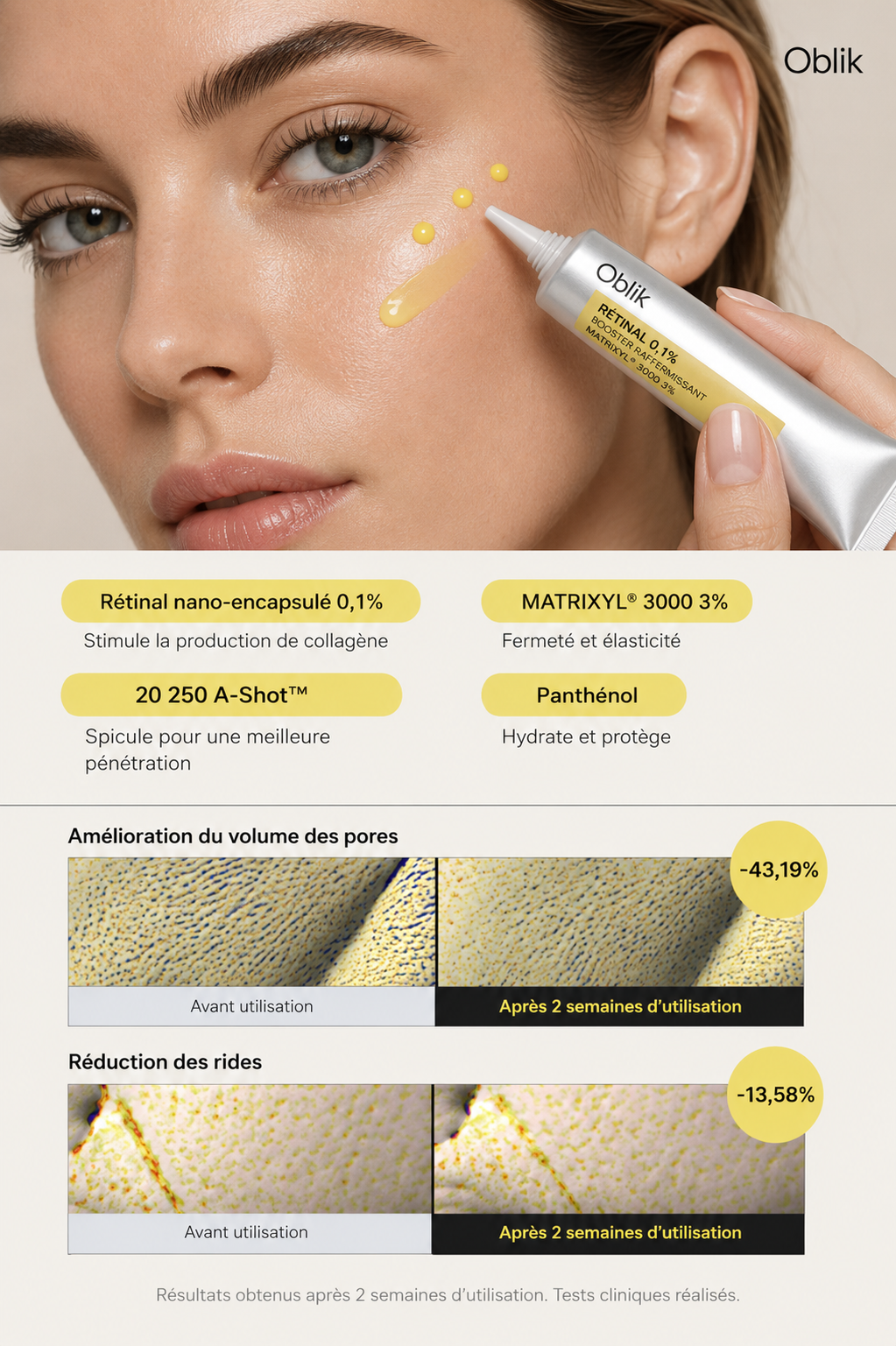 OBLIK RETINAL SHOT - Rides • Pores visibles • Teint terne