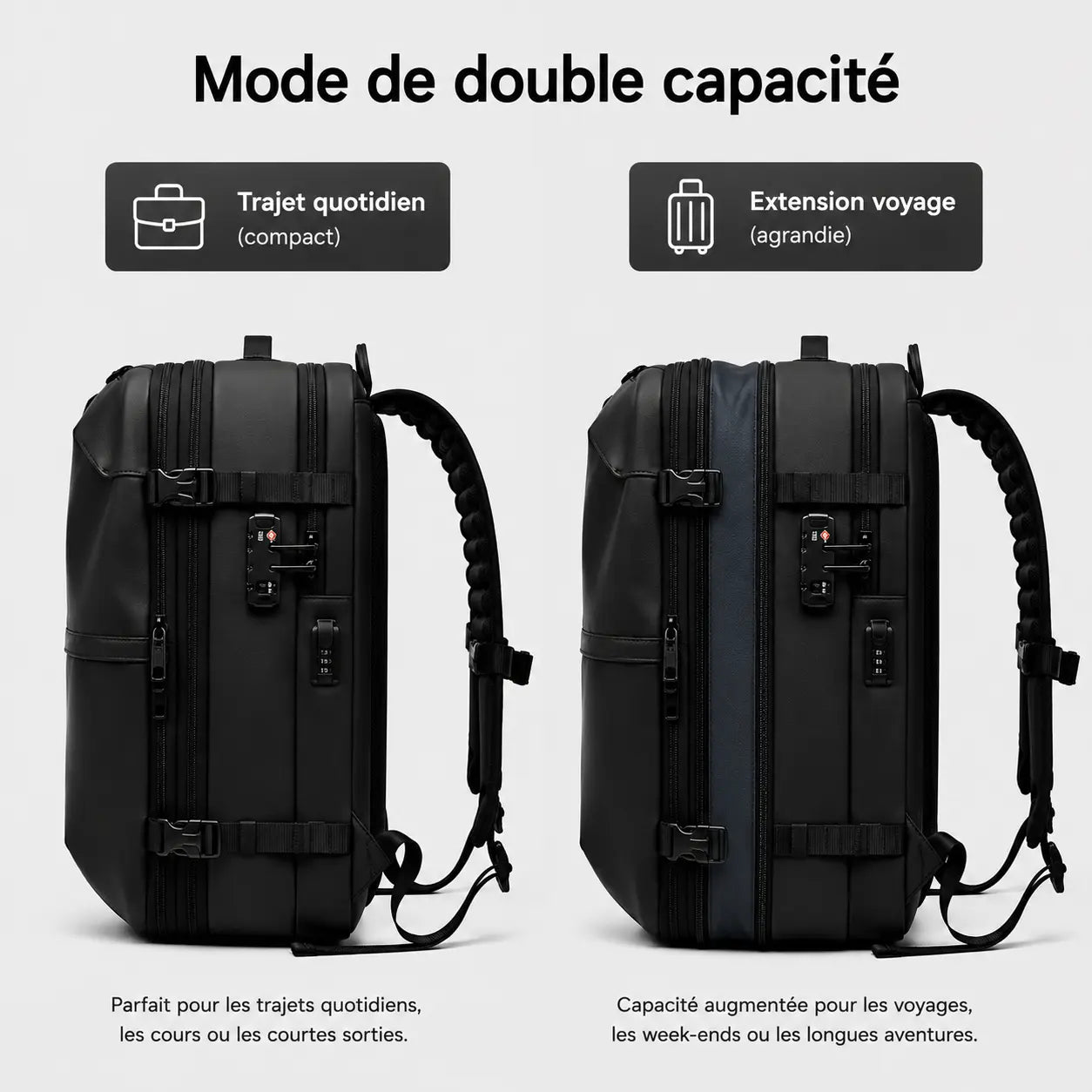ÉCONOMISEZ JUSQU'À 140€ À CHAQUE VOYAGE. JUSQU'À 3X PLUS D'ESPACE. COMPATIBLE CABINE.